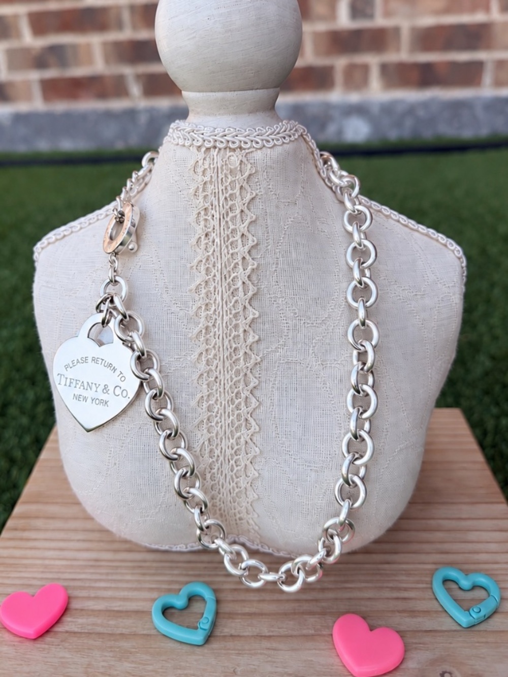 16" Tiffany & Co. XL Heart Tag Toggle Necklace in Silver